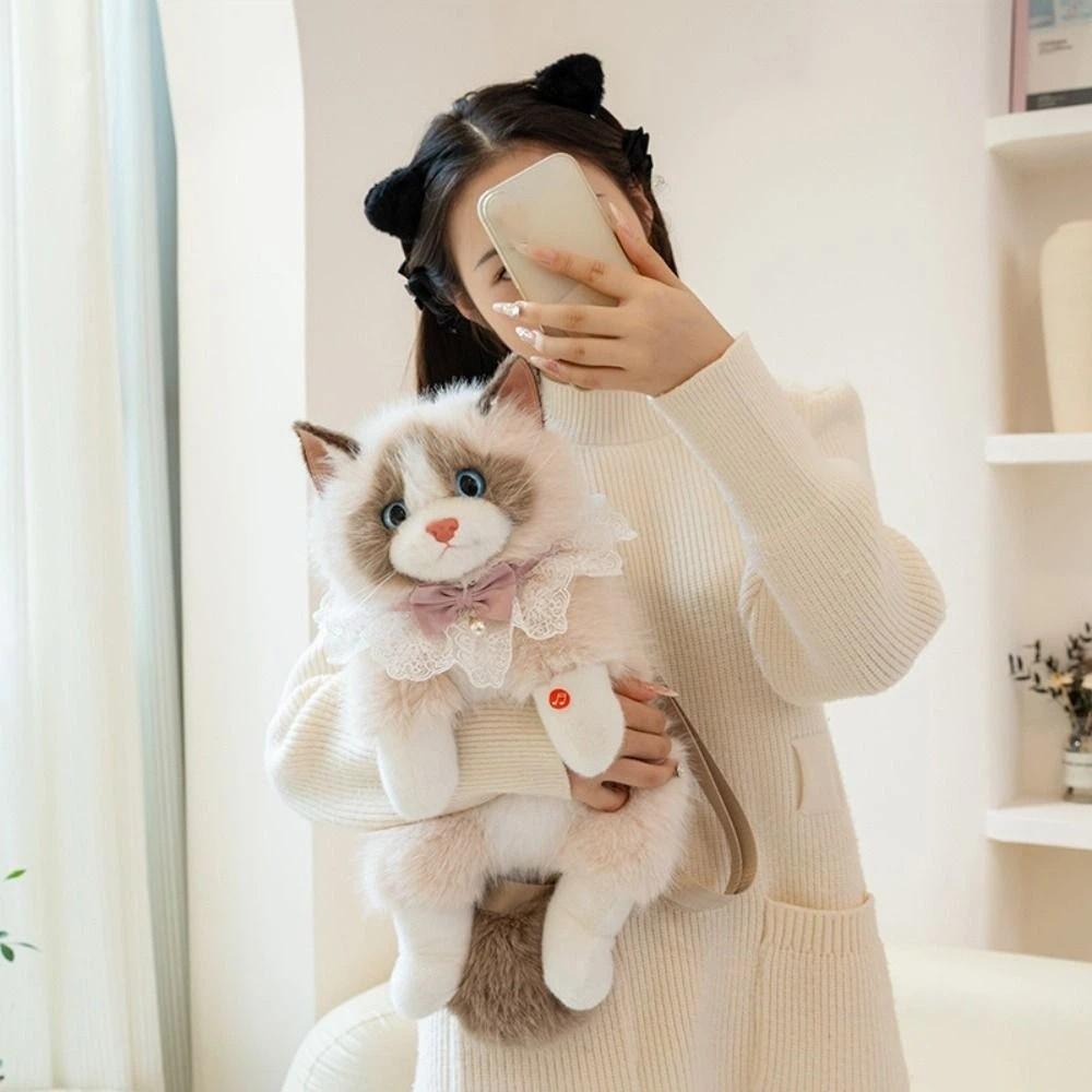 Super Realistic Simulated Puppet Cat Backpack Cute Animals Plush Bag  Birthday Gift