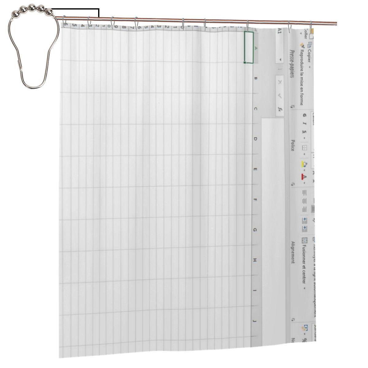 

Excel Spreadsheet Shower Curtain Bathroom Polyester Waterproof Bath Curtains With Hooks W60H190(CM)-1 Pcs