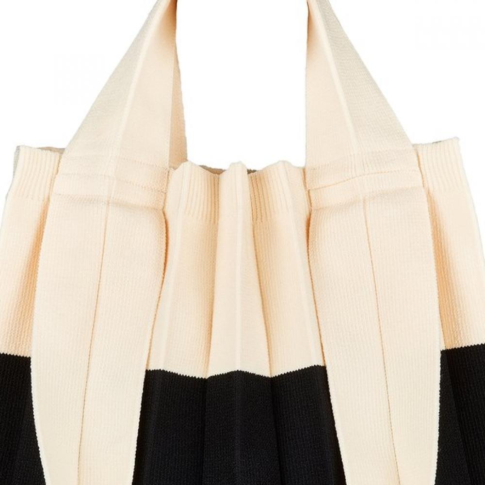 Pleatsmama Two Way Shopper Bag White Black