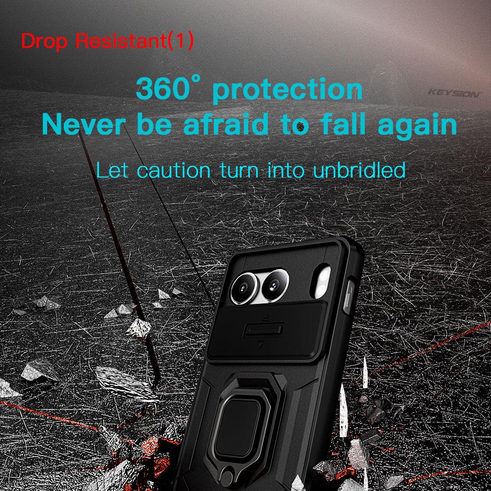KEYSION Shockproof Armor Case for Xiaomi 14T Pro 5G Slide Camera Protection Ring Stand Phone Back Cover for Xiaomi 14TPro 14T 5G