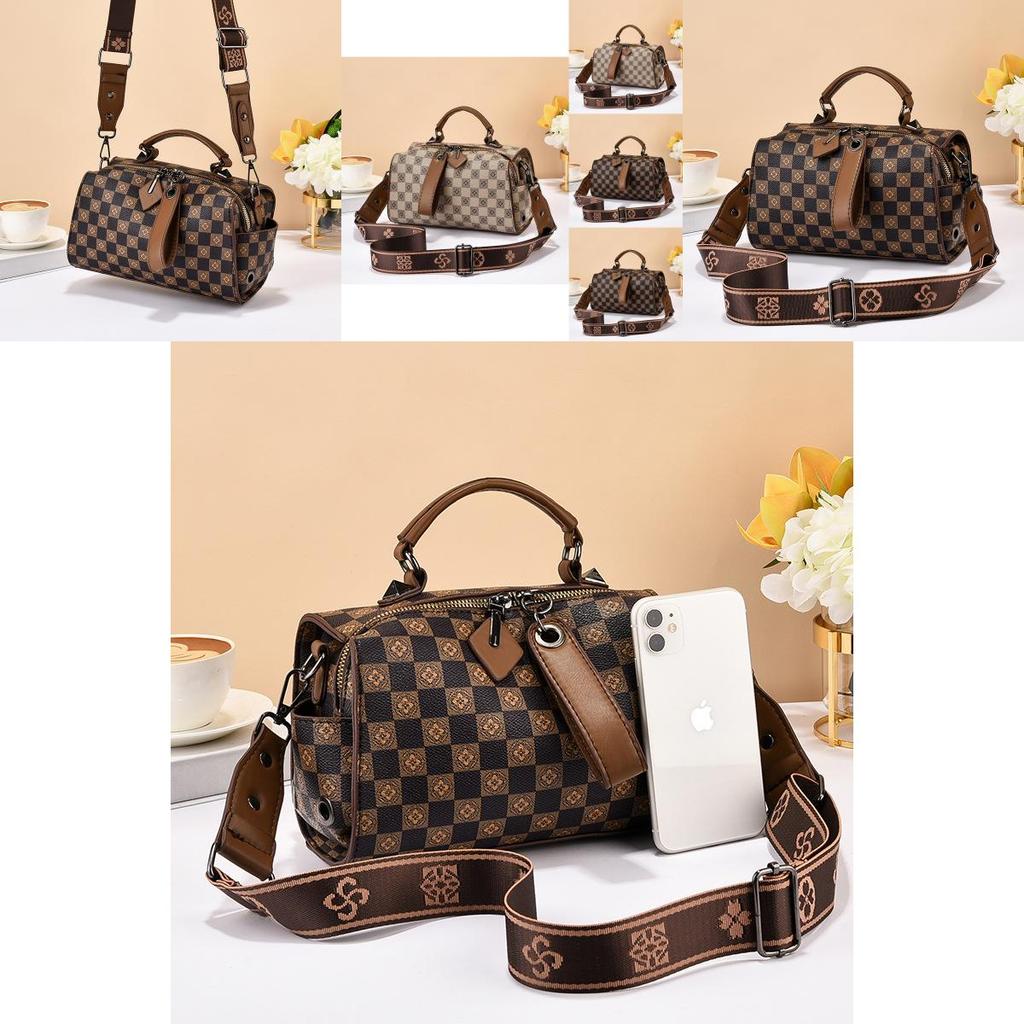 Elegante Borsa a Mano da Donna Boston di Alta Gamma Borsa a Tracolla Casual in Caffè o Kaki