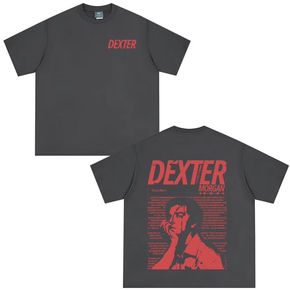 New Style Tee Vintage TV Play Dexter Morgan Printed T-shirt Men Women Casual Oversized TShirts Men's High Quality Cotton T-shirt
