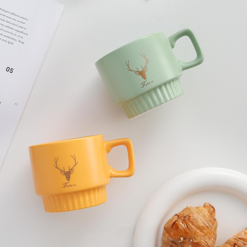 Golden Deer Stacked Cups  High Value Ceramic Cups  Creative Mugs Household Water Cups  Coffee Cups  Gift Cups