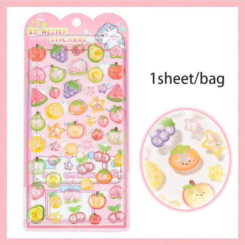 Sweet Candy Party Stickers 3D Embossed Decals for Notebook Phone Case Photo Album Dairy Guka Decoration