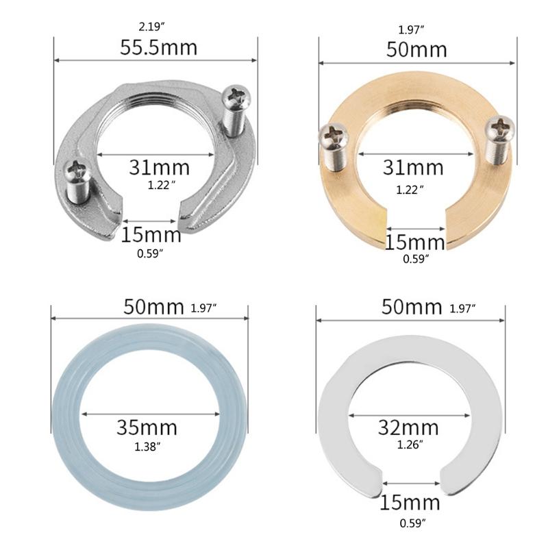 32mm/1.26'' C-Type Faucet Anti-loosing Nut Copper/Stainless Steel Tap Fixing Fitting Kit Faucet Accessories Sturdy