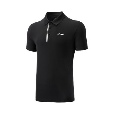 Li Ning Badminton Series Sports Casual Simple Striped Short Sleeve Polo Shirt Unisex Tops Black APLV485-1