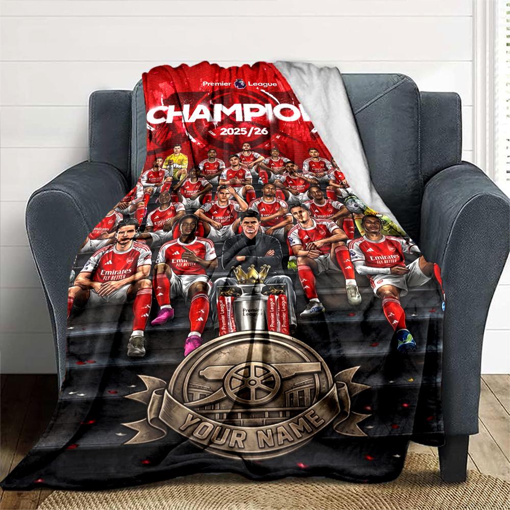 Arsenal Football Player Customize Text Blanket Gift Customizable Blanket Comfortable Perfect for Home Decor Seaside Living Room Picnics