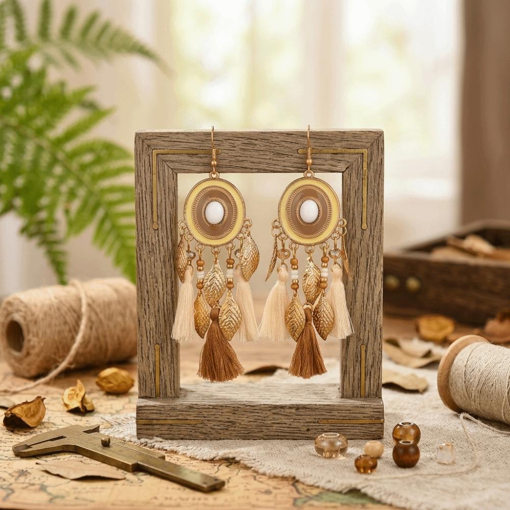 Zinc Zinc Alloy Tassel Earrings Beads Ethnic Earrings Women Jewelry Vintage Earrings Summer