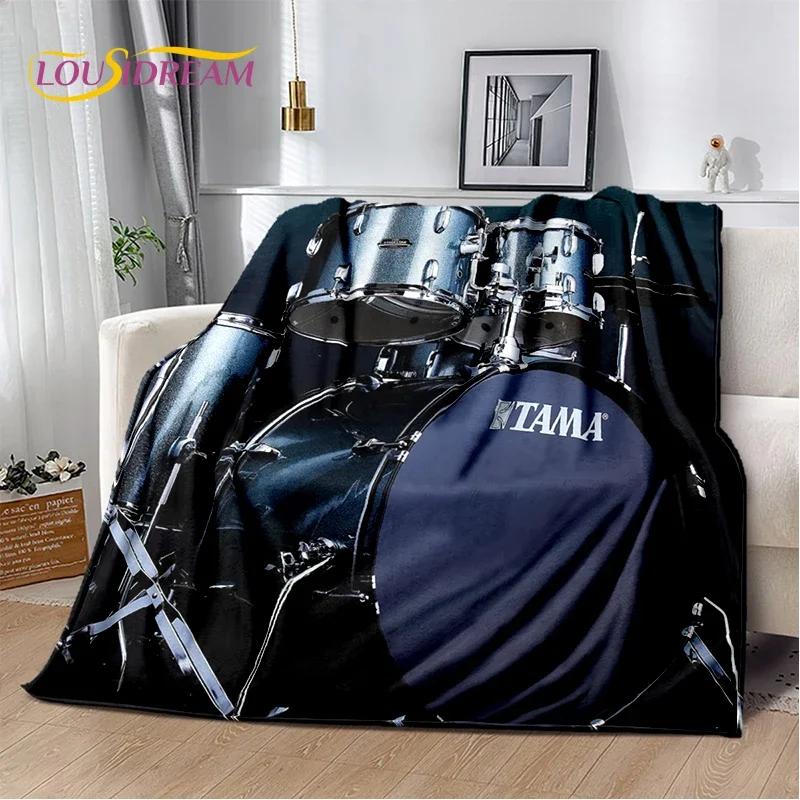 Style Music Instrument Drum Kit Throw Blanket Soft Cozy Blanket for Home Bedroom Bed Sofa Travel Child Gift