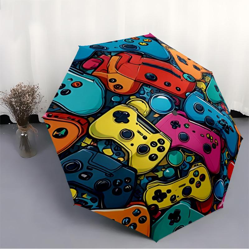 1pc Gaming Controllers Automatic Open/close Folding Compact Umbrella, 8 Rib Sturdy Canopy, Lightweight Portable, Everyday Use, Gift,,132