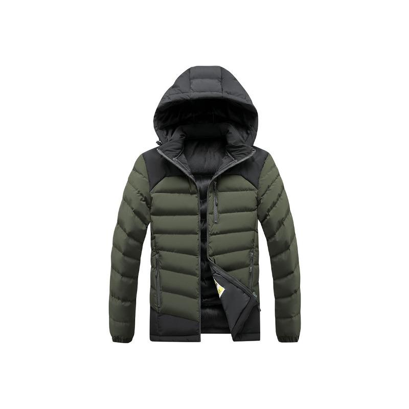 Lightweight Ribs and Cotton Jacket for Men's Winter Graphene Removable Cap Thickened Contrast Jacket for Men