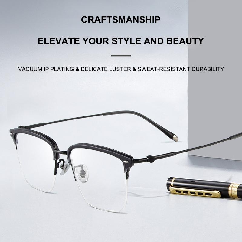 Craftsmanship Titanium Glasses Frames Men's Bold Browline Eyeglasses Trendy Eyewear Women's Vintage Fashion Spectacles