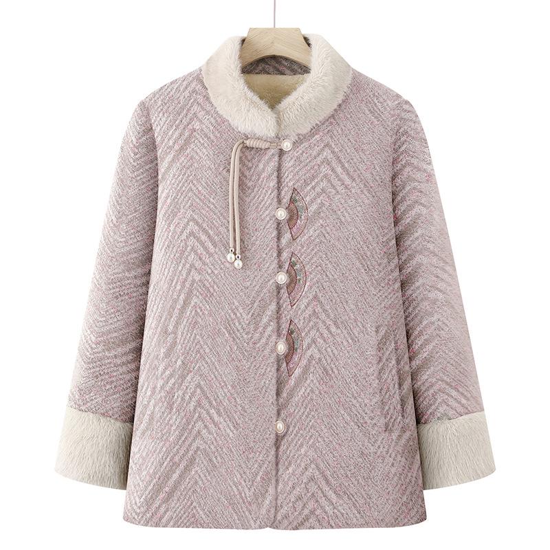 Stylish Short Winter Coat for Middle-Aged & Elderly Women - Imitation Mink Velvet, Plus Velvet Lining