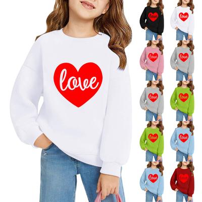 Girls Round Neck Pullovers For Kids Printed Baby Tops Valentine's Day