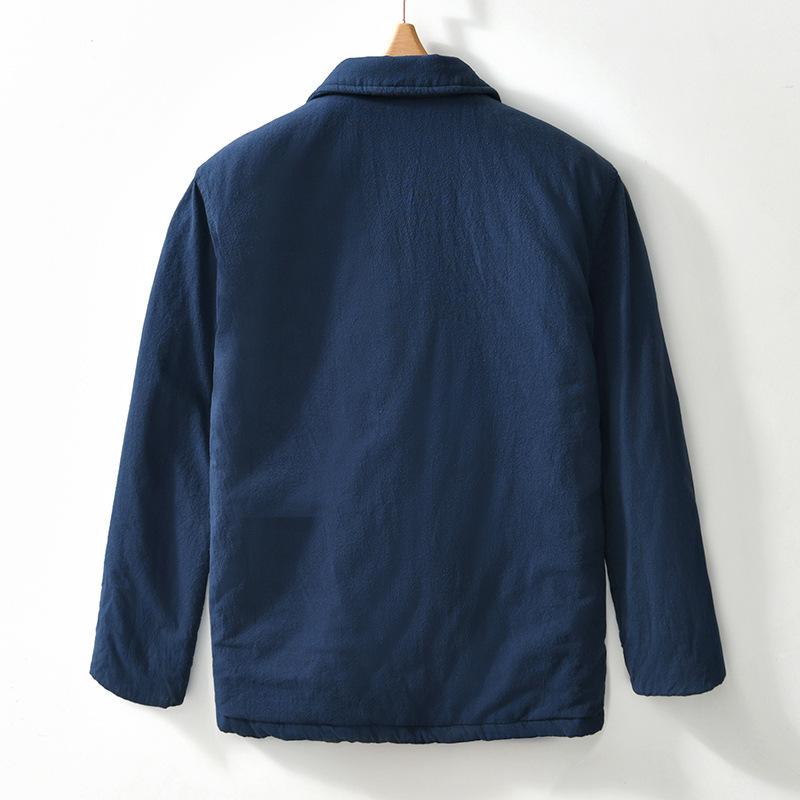 Autumn and Winter Warm Mens Jackets Chinese Style Traditional Clothing Padded Button Jacket Casual Lapel Collar Thicken Parkas Coat