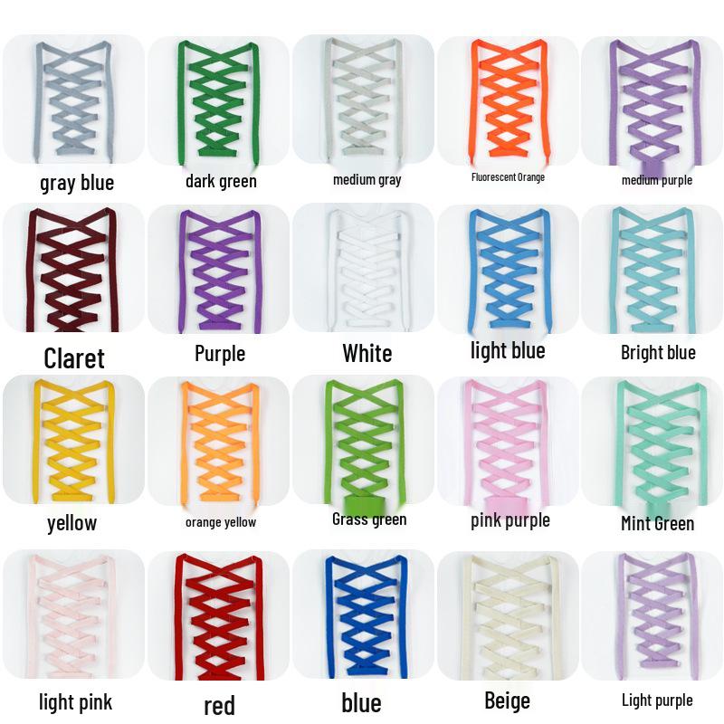 8mm Multi-Color Flat Shoelaces for Casual, Sneakers, Canvas, Basketball, and Skate Shoes (One Pair)