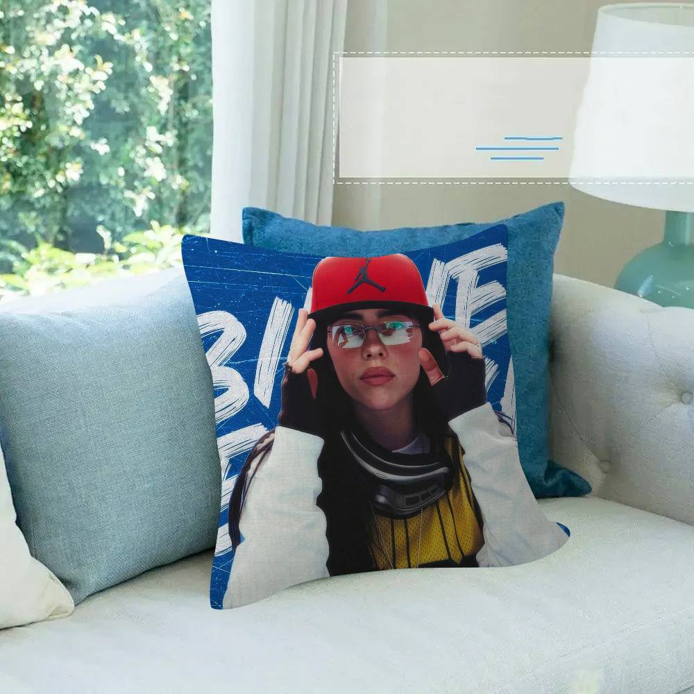 Singer Billie Eilish album Pillowcase toon Gift Cushion Cover Bedroom Home Sofa Chair Seat Decor pillow case
