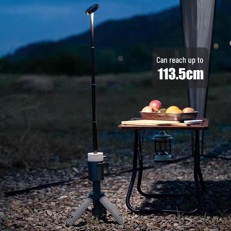 Portable Rechargeable Spotlight: Multifunctional, Dimmable, Retractable, with Remote and Four-Color Ambient Light.