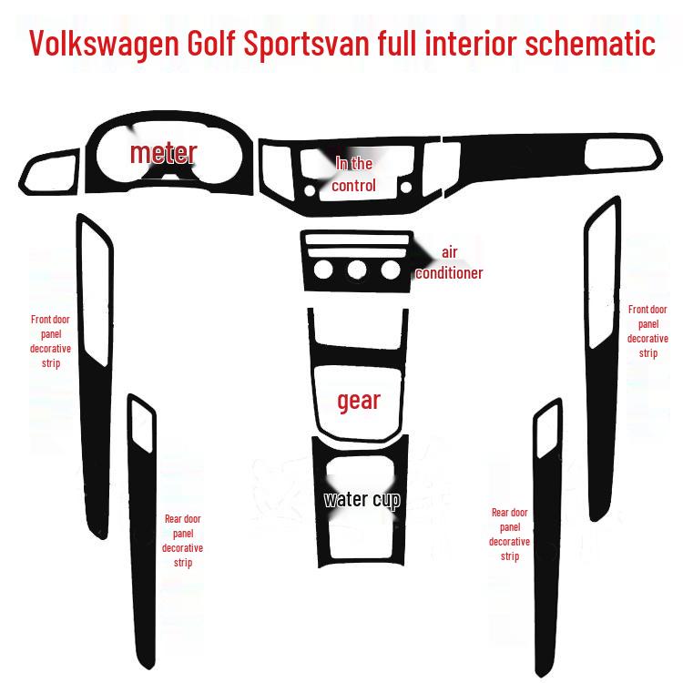 Golf Sportsvan Carbon Fiber Interior Stickers for Console & Gear Decoration