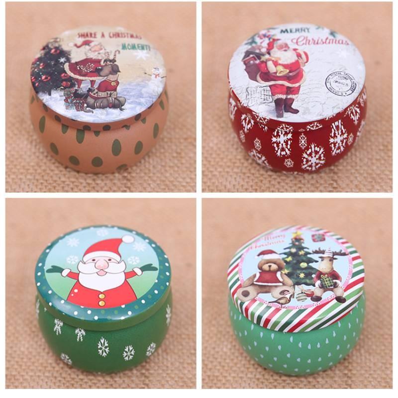 Decorations Metal Christmas Gift Candy Box Round Storage Xmas Durable Boxes