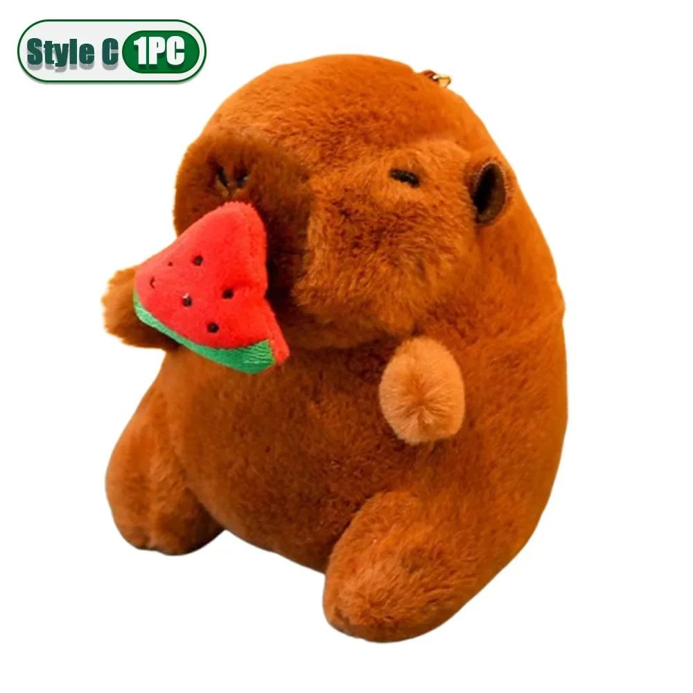 1-20PCS Cute Cartoon Capybara Pendant  Pull-out Fruit Kapybara Plush Keychain Cute Plush Doll Bag Hanging Ornament  Gift Pendant