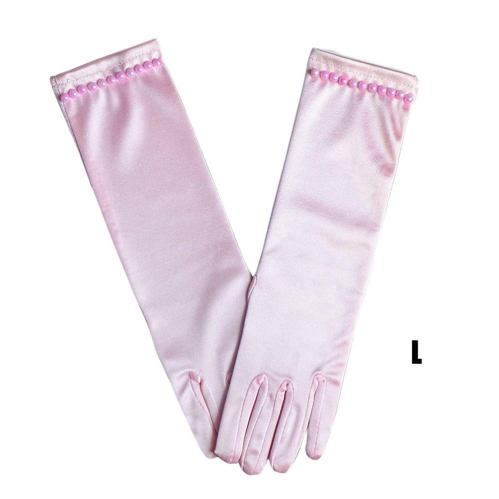 1Pair Children Long Gloves Princess Dance Performance Stage Gloves Satin Sequins Bow Glove Solid Full Finger Mittens Accessories