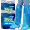 10/20 Stück Einweg-Überschuhe Blau Transparentes Plastik Outdoor Regendicht Dick Verschleißfest Wasserdicht Isolierende Fußabdeckungen