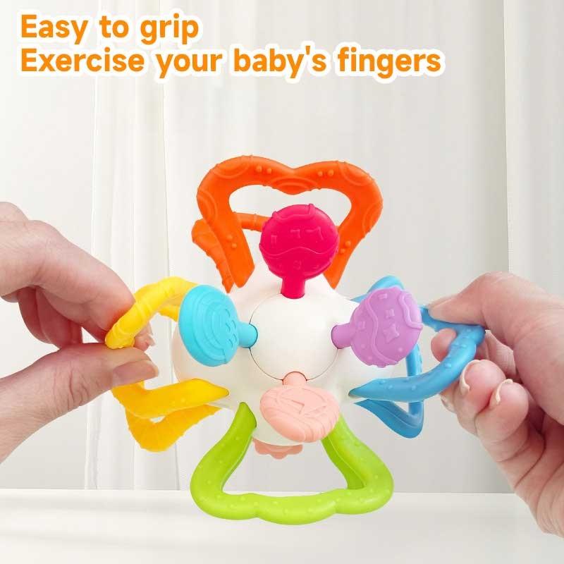 Twister Ball Teether Activity Toy With Rattle And Bright Fun Colors Sensory Toy To Fine Motor Skills