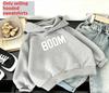 Теплый детский худи с капюшоном, Простой яркий принт BOOM, Повседневная толстовка, Осенне-зимний повседневный топ с длинным рукавом для детей, Для повседневной носки