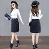 Thickened Down Cotton Skirt Women's Short Skirt Winter Elastic Waist Outer Wear One-piece Pocket Skirt Large Size Hip Skirt