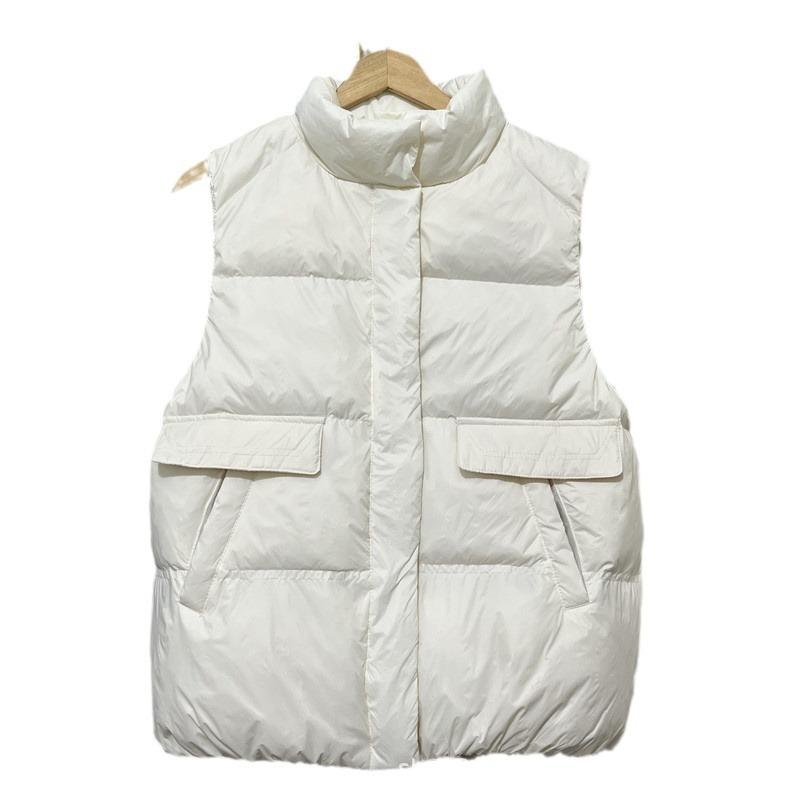 Down jacket vest women's new single-breasted outer wear stand-up collar down vest sleeveless white duck down vest