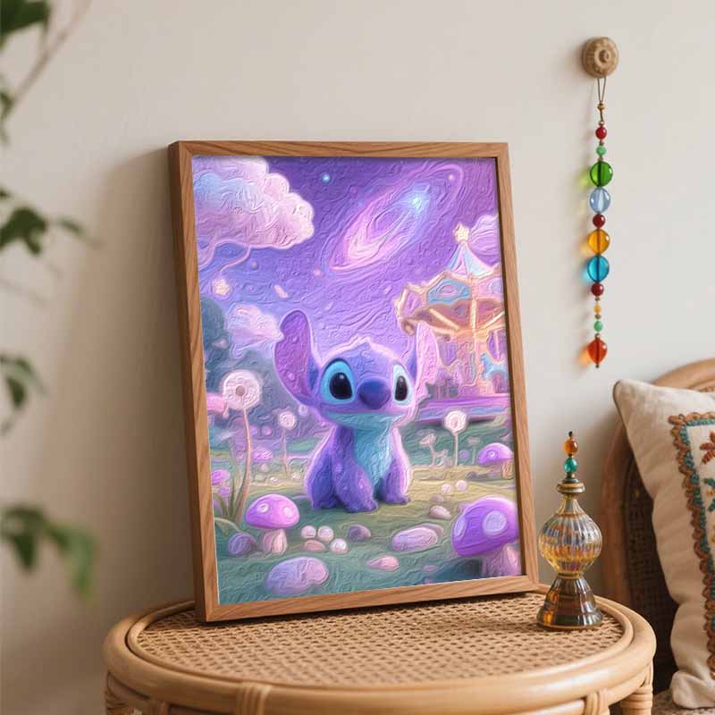 Disney Stitch oil painting hand painting coloring painting handmade diy home decoration gift