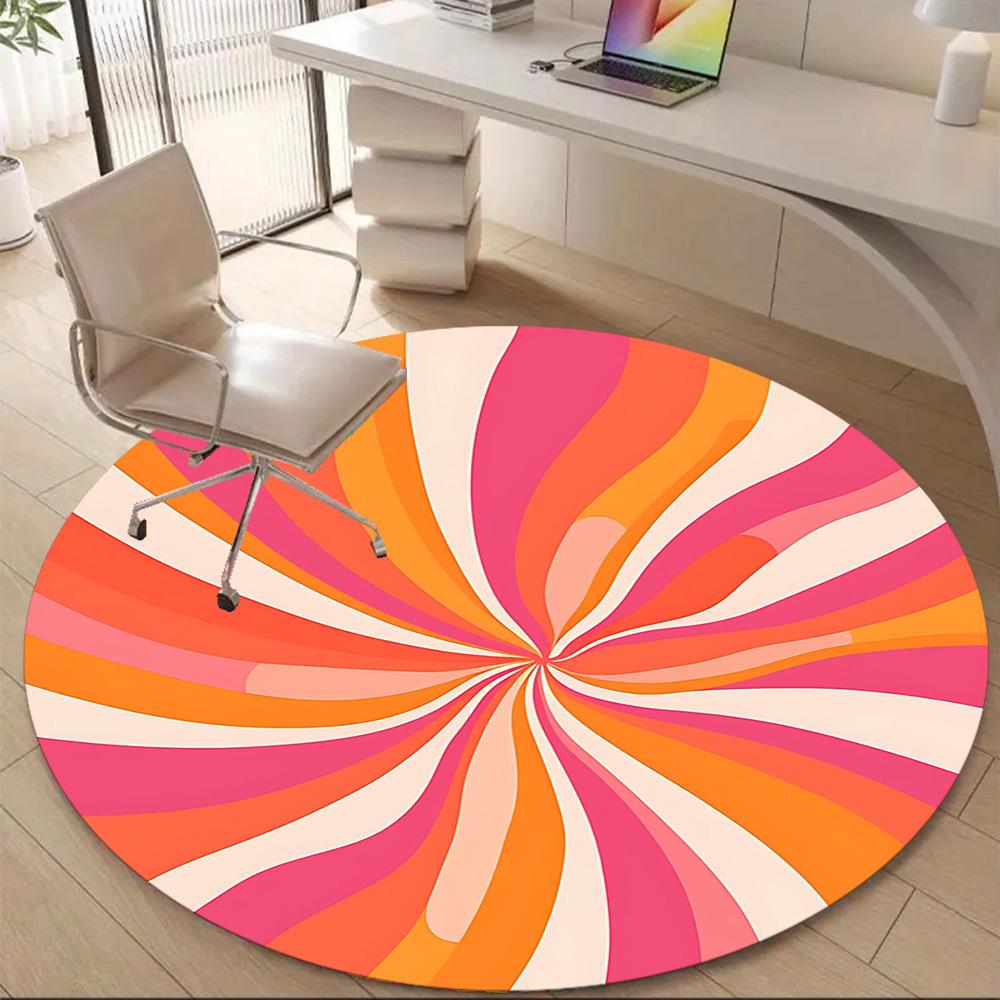 1PC Candy Swirl Office Round Area Rug, Mat Suitable For Office, Under Office Chairs Bedroom Living Room Home Decor, Room Deco