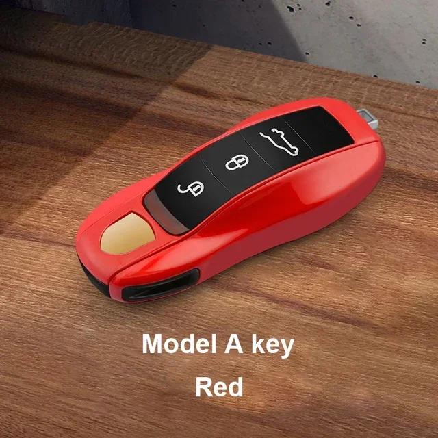 AABKV1 Solid Color ABS Car Key Case Cover Accessories For Porsche Panamera 2017 Cayenne 2018 2019 911 2020 2021 2022 2023 2024 Taycan