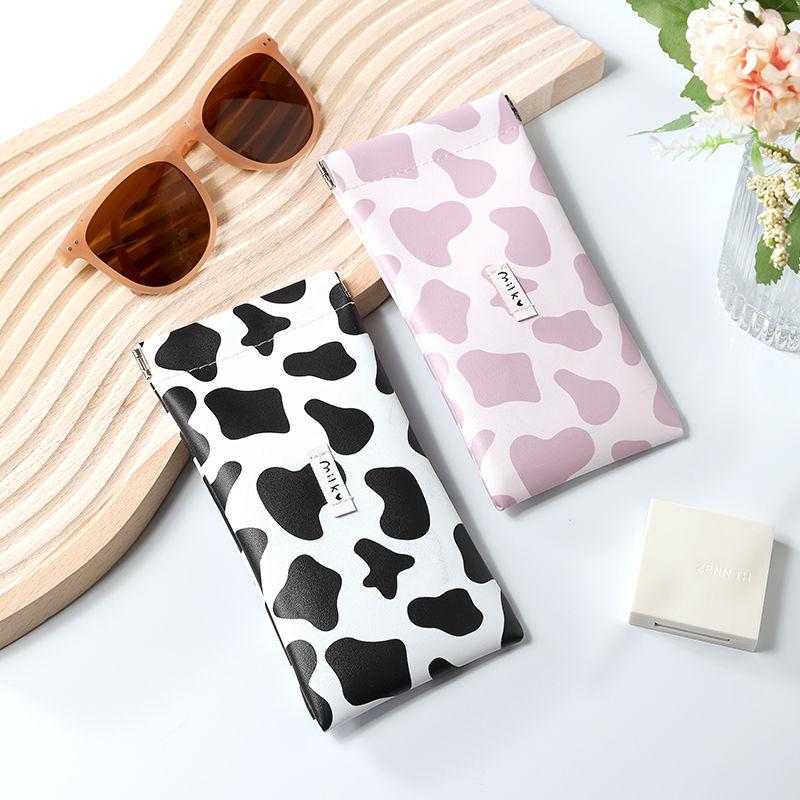 New Cow Print Glasses Storage Bag Automatic Closed Sunglasses Case Waterproof Pouch Glasses Protective Cover Eyewear Storage Bag