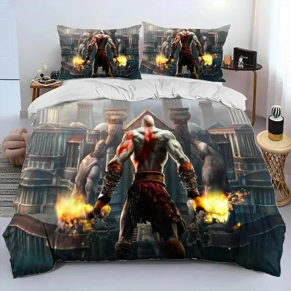 God of War Game Bedding Set Gamers Kratos Duvet Cover Set Boys Girls Twin Queen King Size Duvet Cover Pillowcase Bed Boys Adult