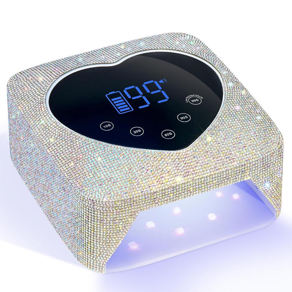 72W UV LED Nail Lamp Rechargeable Fast Drying Sparkly Nail Dryer Manicure Lamp Wireless for Curing All Gel Nail Polish