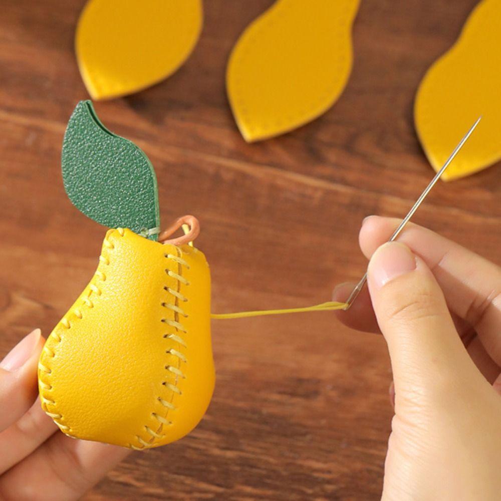 Pear Fruit Bag Pendant Cute Leather Keychain Lovely DIY Material Package Keyring  Women