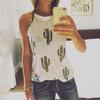 Stylish And Comfortable Women's Cactus Printed Round Neck Tank Sleeveless T-shirt For Summer