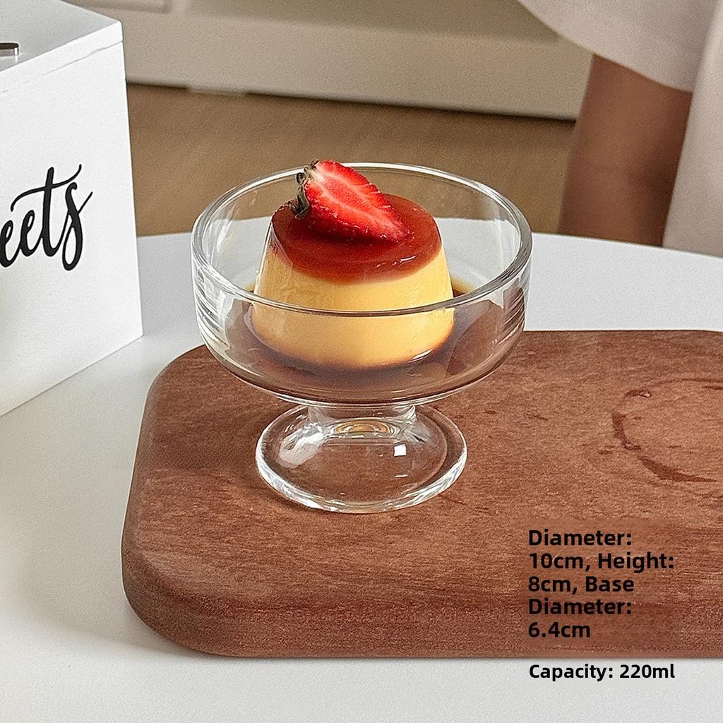 High Foot Glass Ice Cream Cup Round Nordic Style Creative Transparent Design Milk Fruit Yoghurt Bowl Cup Drinkware Home Applies