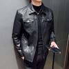 Leather Casual Outdoor Coat Solid for School [FSD.WG] Men's Jacket, Jacket, Leather, Color, Windproof, Fall/Winter, Commuting,