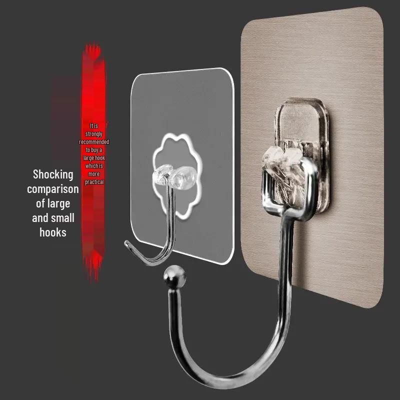 Durable Adhesive Stainless Steel Wall Hook for Heavy Duty Kitchen Use