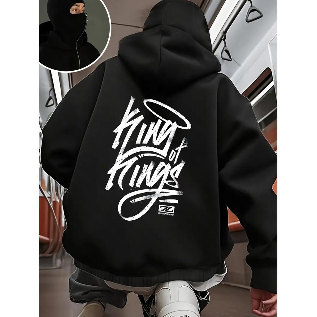 Alphabet Cotton Loose Breathable Sweat-absorbing zipper hooded sweatshirt Loose Men's Harajuku Ins Casual Style Top