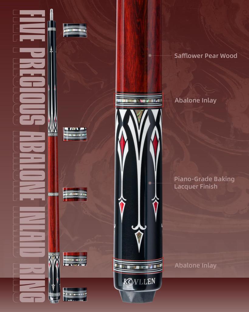 KONLLEN Carbon Fiber Pool Low Hand Professional Adult Pool Cue Cue, 147cm, 12.5mm, Deflection, Inlay, Ultra-Smooth Feel,