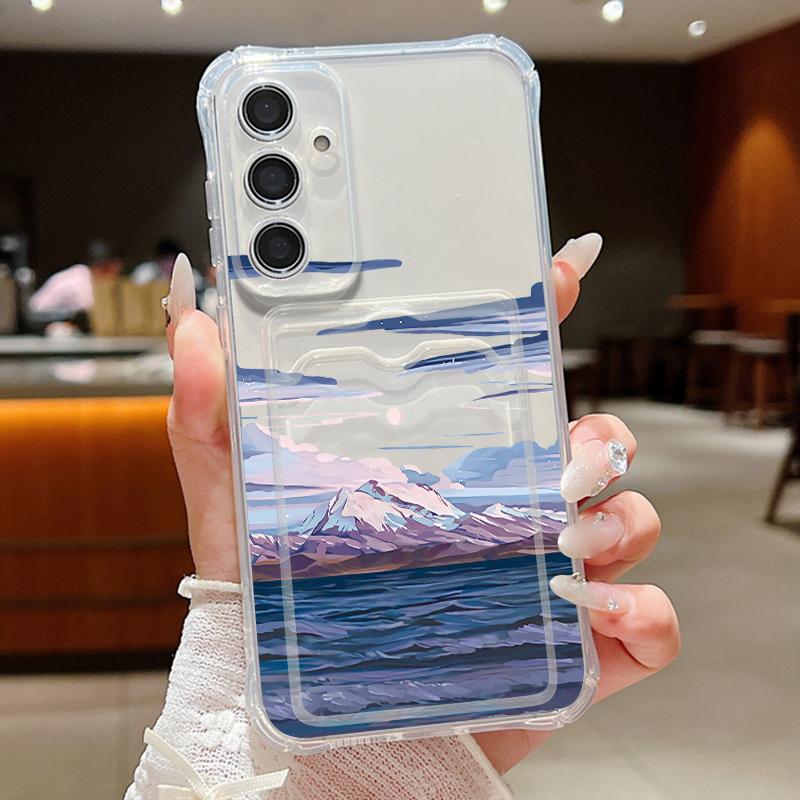 INS Mountain Sea Landscape Case For Samsung S26 S25 S24 Ultra S23 S22 S21 FE A54 A15 A35 A55 A16 A26 A36 A56 A17 A37 A57 5G Card Slot Back Cover