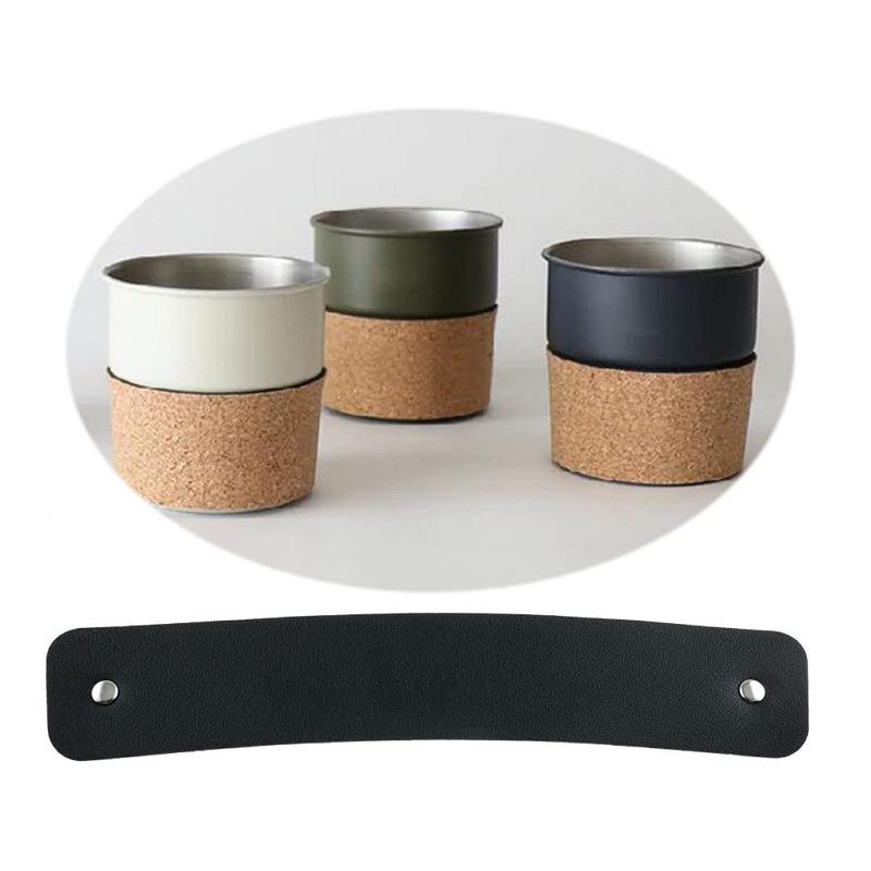 Cork Leather Heat-Insulating Coffee Cup Sleeve with Rope