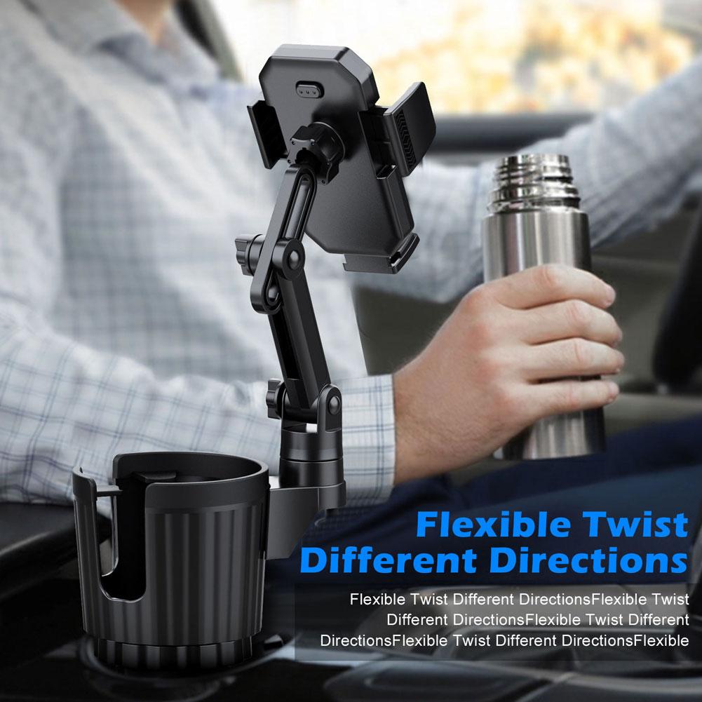 2-in-1 Car Cup Phone Mount With Adjustable Base 360-Degree Phone All Holder Travel Car Rotation Holder Smartphones Phone G4B5