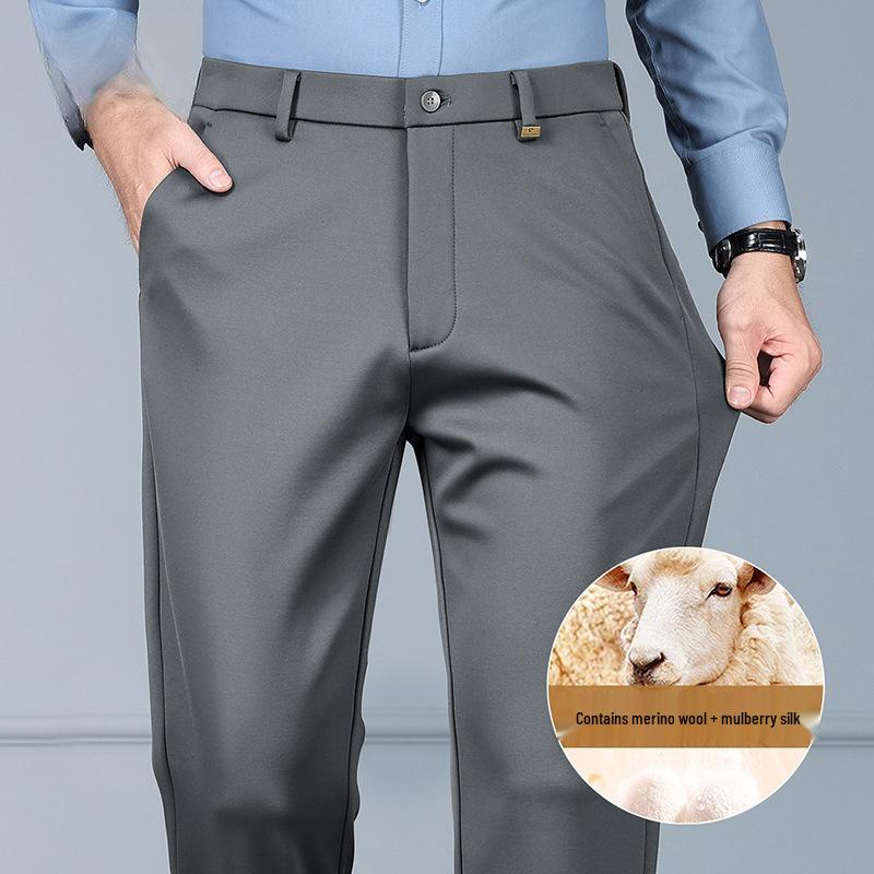 

Мужские повседневные брюки прямого кроя из шерсти ягненка Tide на осень/зиму - стиль business casual 38 Waist 100cm