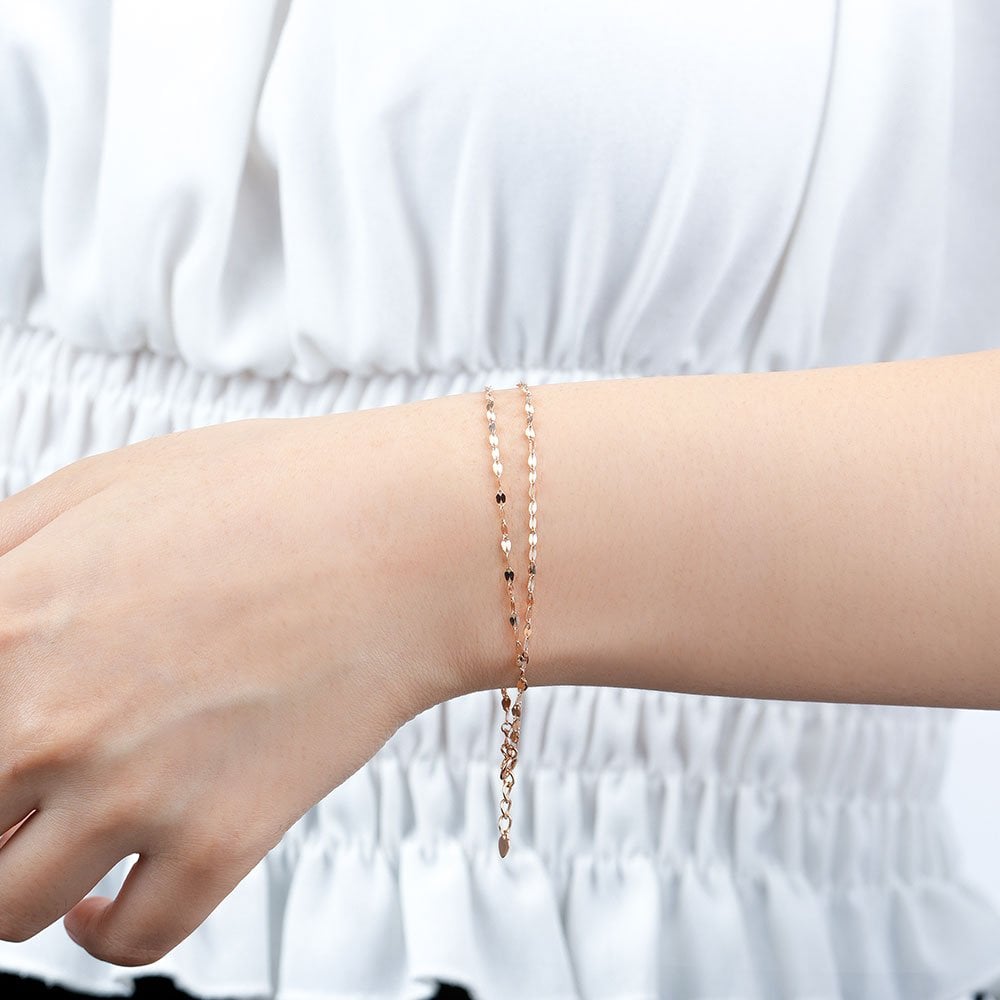 14K Gold Bracelet with Two-row Dragonfly Chain