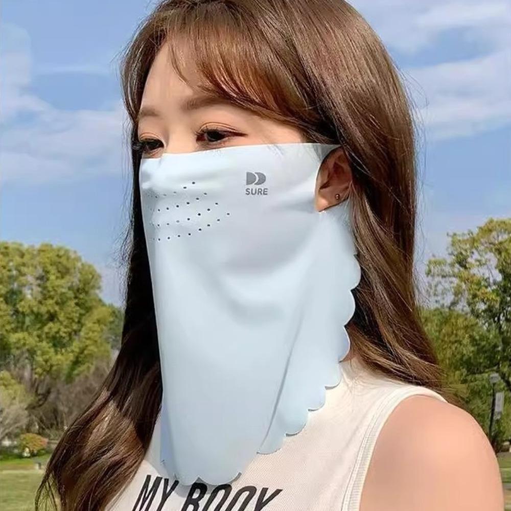Solid Color Ice Silk Mask Summer Face Scarves Neck Wrap Cover Breathable Sunscreen Mask  Cycling